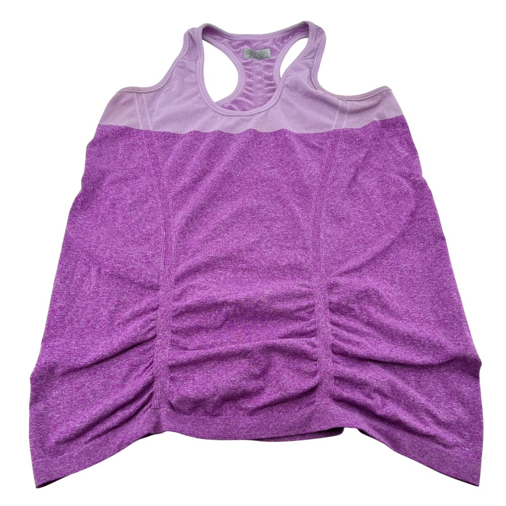 Athleta Womens XL Purple Heathered Ruched‎ Seamless Racerback Workout Tank Top